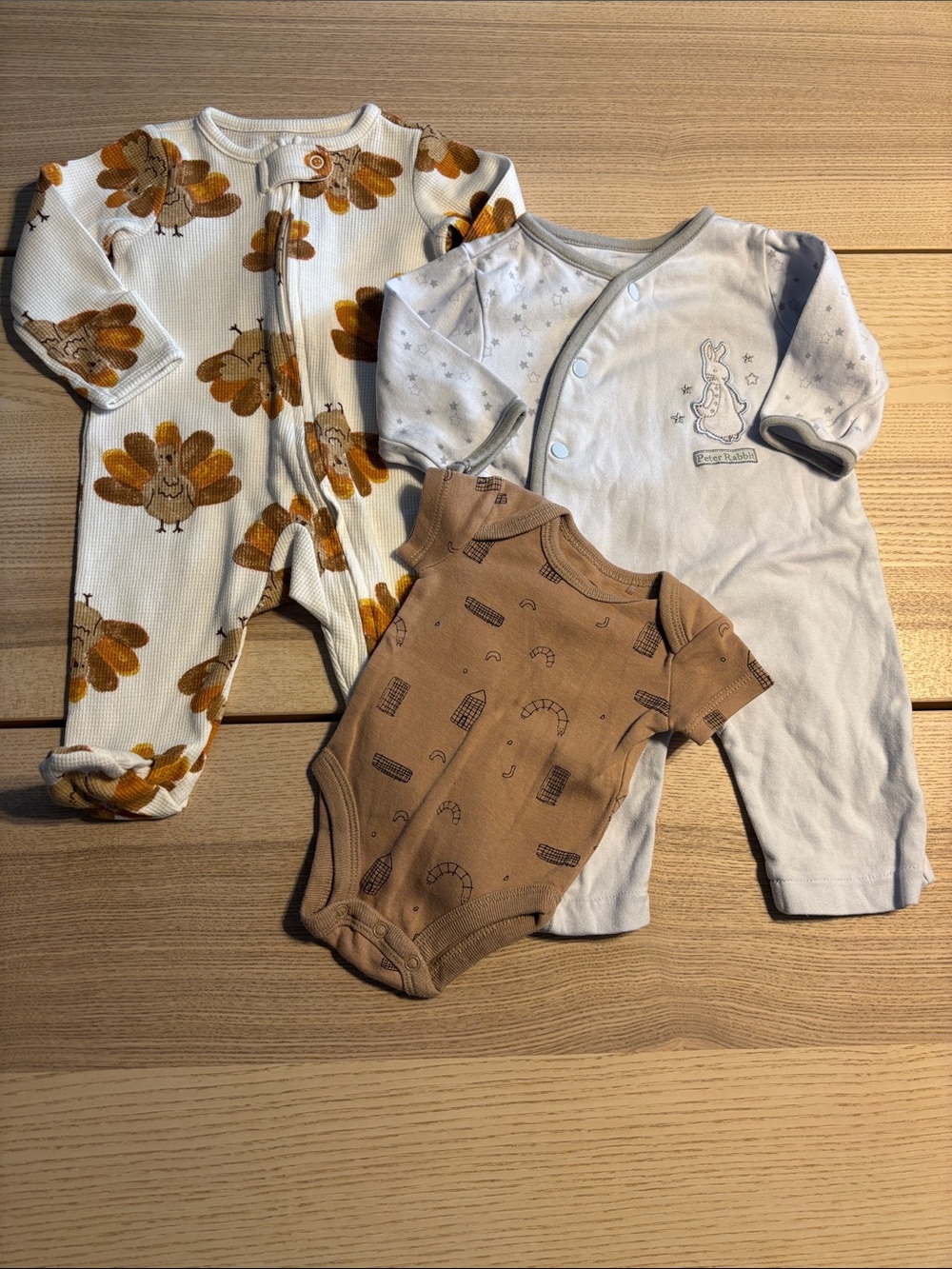 Neutral Baby One-Piece Bodysuit Set in White, Cream & Tan